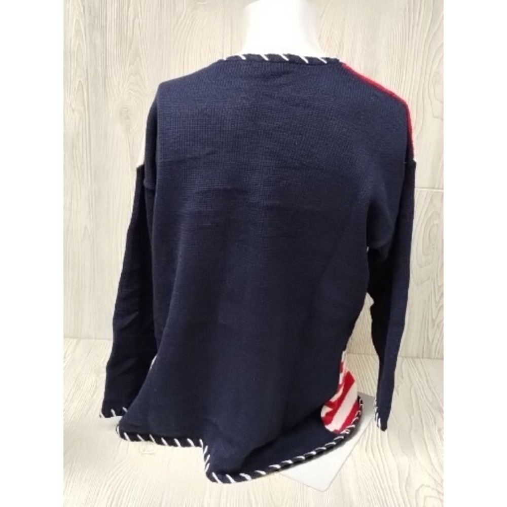 Chaus Sweater Womens Large Knit American Flag 4th July Patriotic Patchwork - Picture 2 of 5